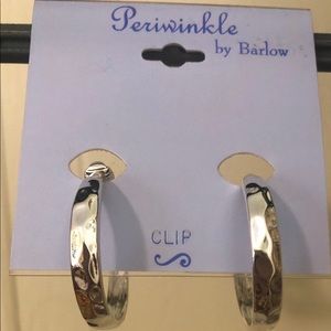 Silver tone hammered clip earrings